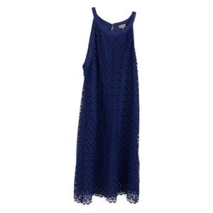 Cremieux Blue Lace Overlay Sleeveless Dress 12